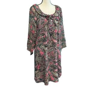 Roper Wear The West Long Sleeve Black Paisley Knee Length Women's Dress XL